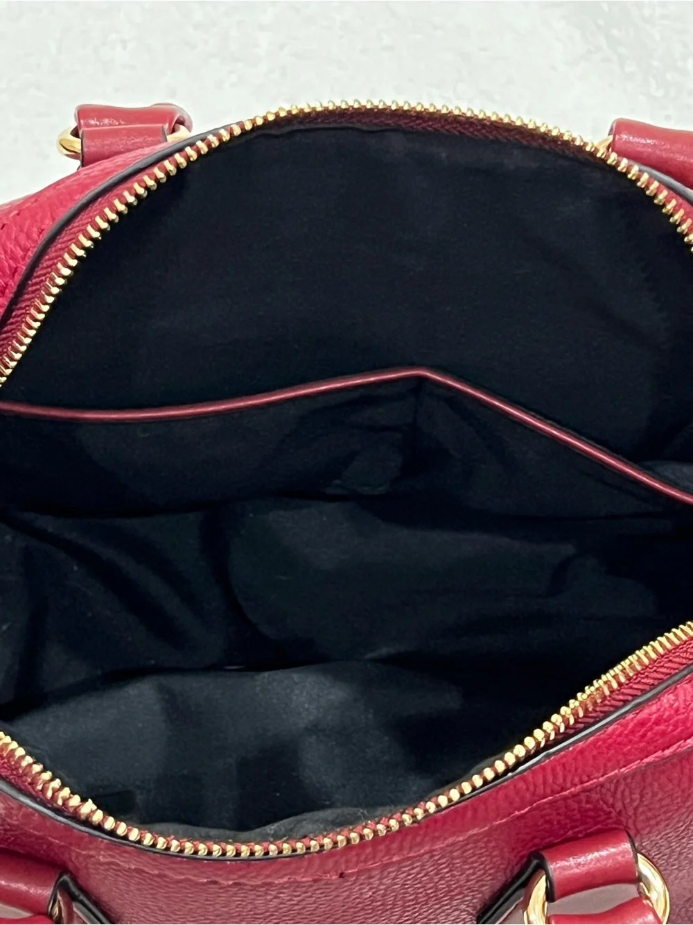 Jessica Moore Berry Red Pebbled Faux Leather Venture Satchel